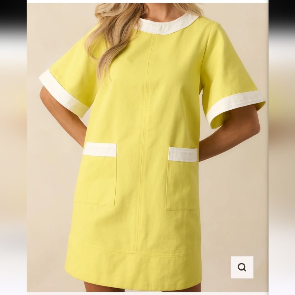 LOVE WEDNESDAY Yellow/White Mini Shift Dress New With Tags